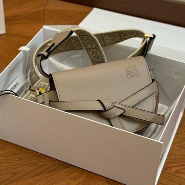 LOE SMALL 21 GATE DUAL BAG IN KHAKI BROWN SOFT CALFSKIN AND JACQUARD mysite