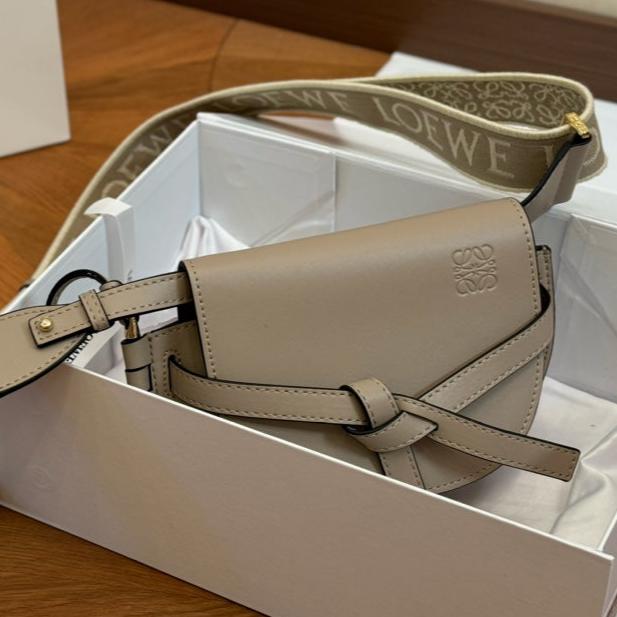 LOE SMALL 21 GATE DUAL BAG IN KHAKI BROWN SOFT CALFSKIN AND JACQUARD mysite