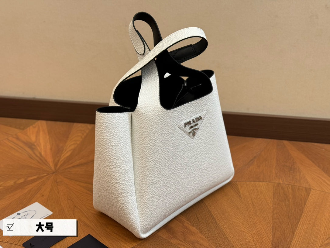 PRA 25 BASKET BAG IN WHITE CALFSKIN mysite