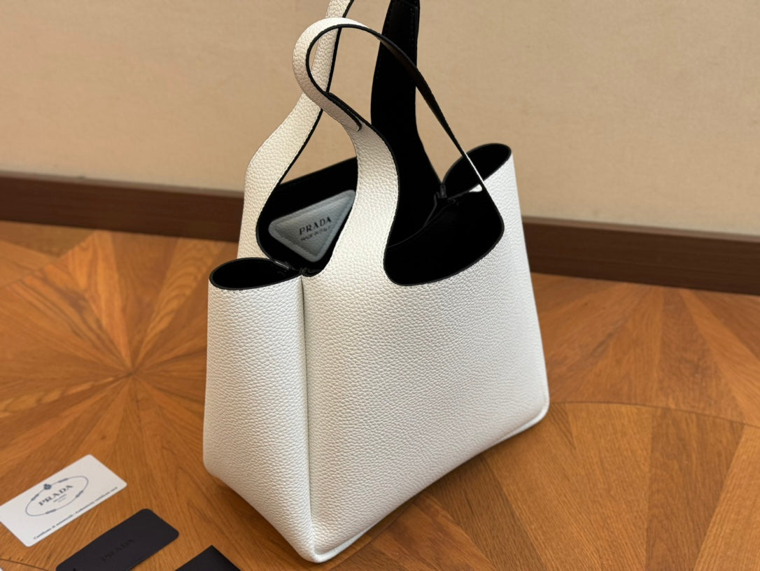 PRA 25 BASKET BAG IN WHITE CALFSKIN mysite