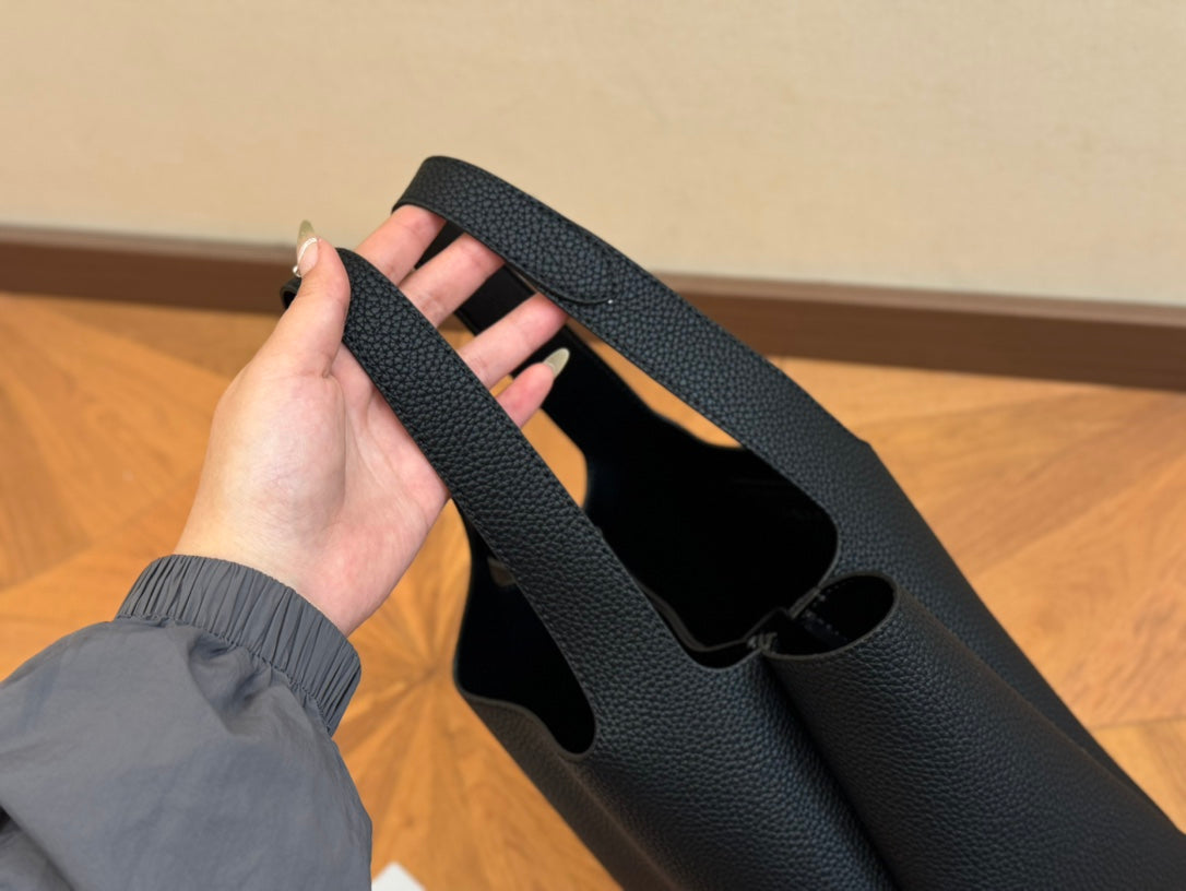 PRA 25 BASKET BAG IN BLACK CALFSKIN mysite