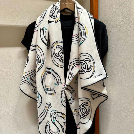 SQUARE SCARF 140 CM IN WHITE MONOGRAM SILK 403989 mysite