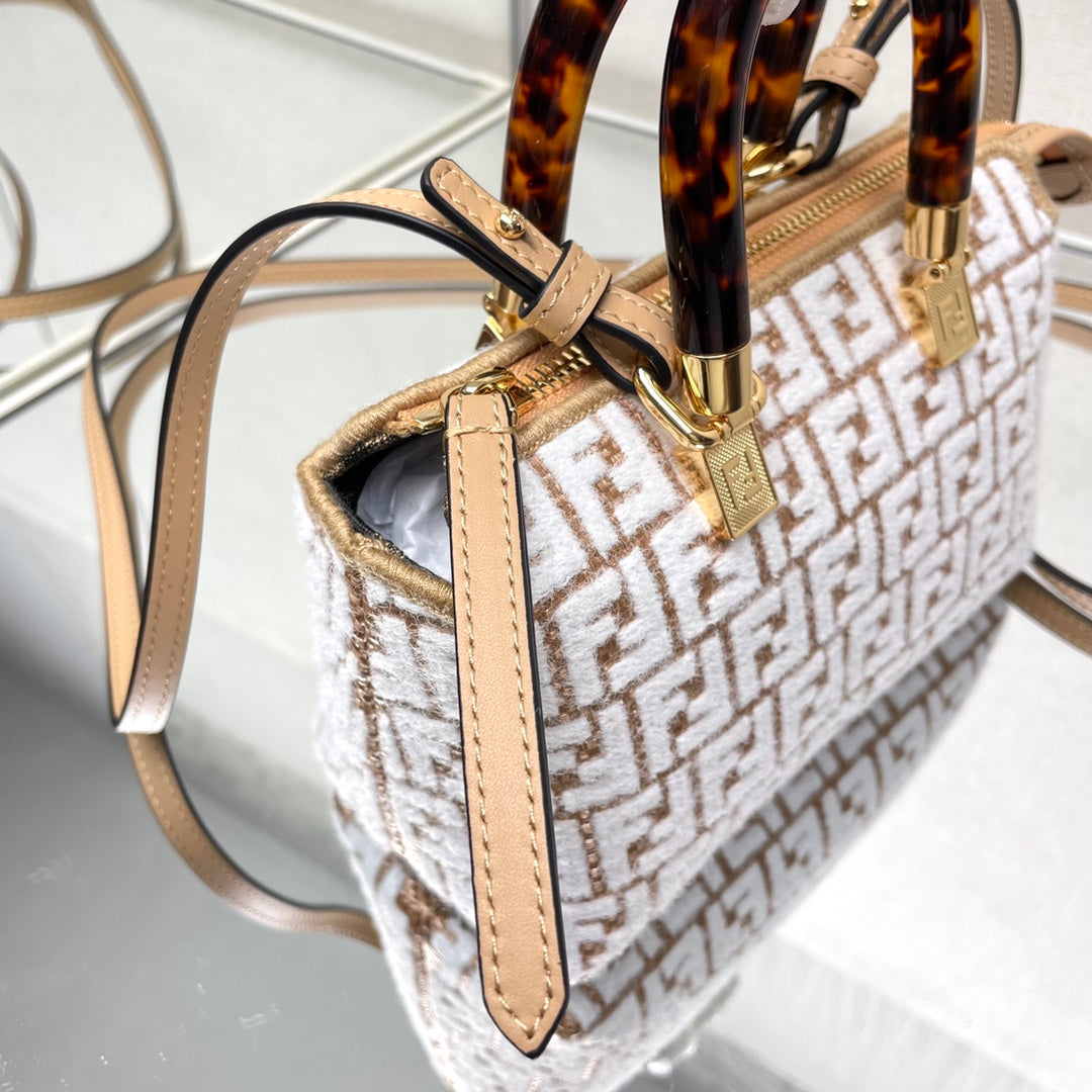 BY THE WAY MINI 18 IN WHITE WOOL AND CAMEL BROWN RAFFIA CALFSKIN TRIM mysite