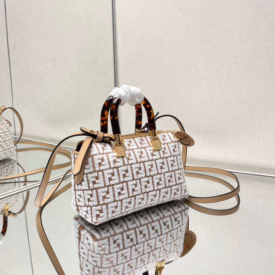 BY THE WAY MINI 18 IN WHITE WOOL AND CAMEL BROWN RAFFIA CALFSKIN TRIM mysite