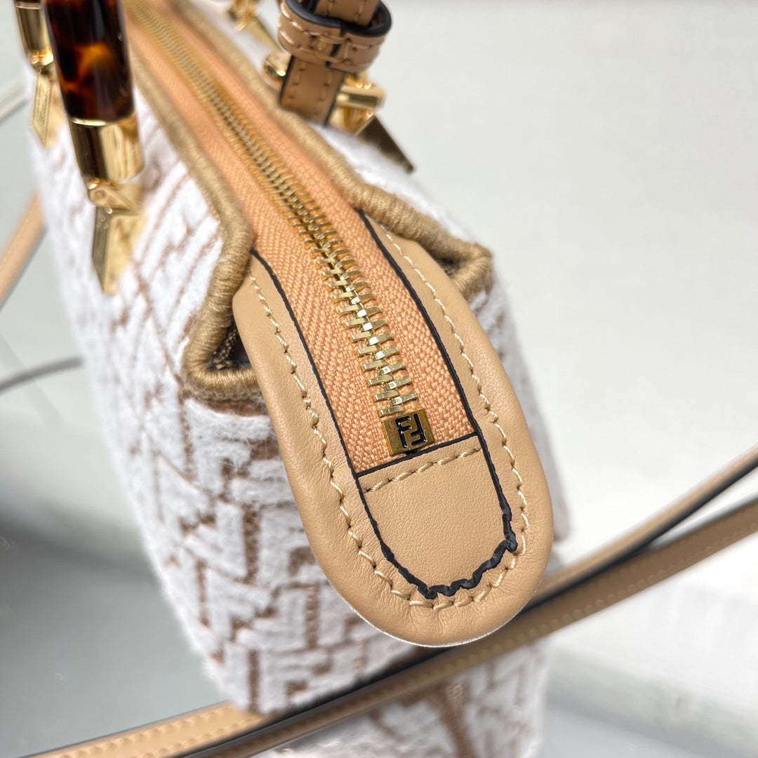 BY THE WAY MINI 18 IN WHITE WOOL AND CAMEL BROWN RAFFIA CALFSKIN TRIM mysite