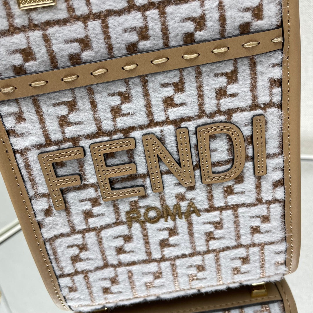 MINI SUNSHINE 18 IN WHITE WOOL AND CAMEL BROWN RAFFIA CALFSKIN TRIM mysite