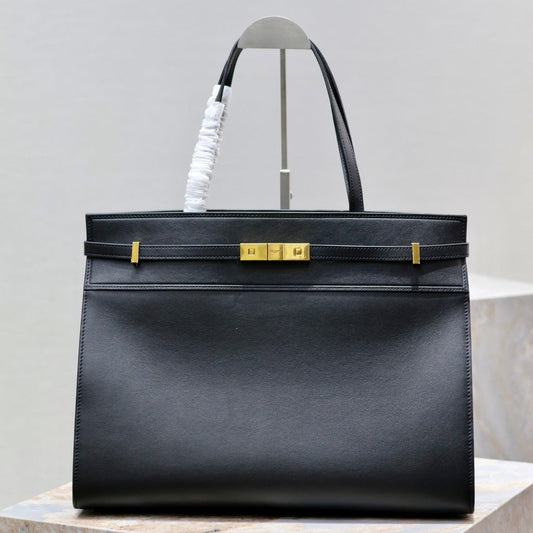 MANHATTAN SHOPPING BAG 40 IN BLACK SMOOTH LAMBSKIN GOLD BUCKLE mysite
