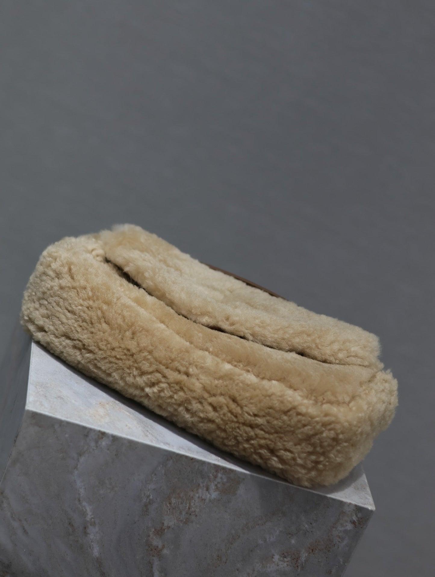 CALYPSO BAG 26 IN BEIGE SHEARLING WITH BROWN SUEDE HANDLE mysite