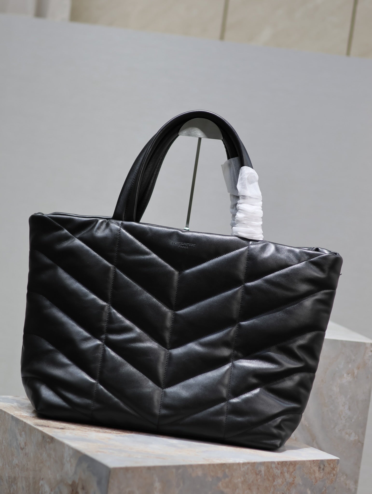 PUFFER LARGE TOTE BAG 57 IN BLACK NAPA LAMBSKIN mysite