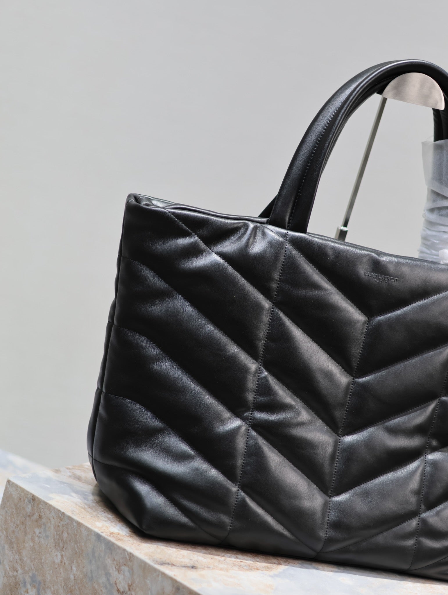 PUFFER LARGE TOTE BAG 57 IN BLACK NAPA LAMBSKIN mysite