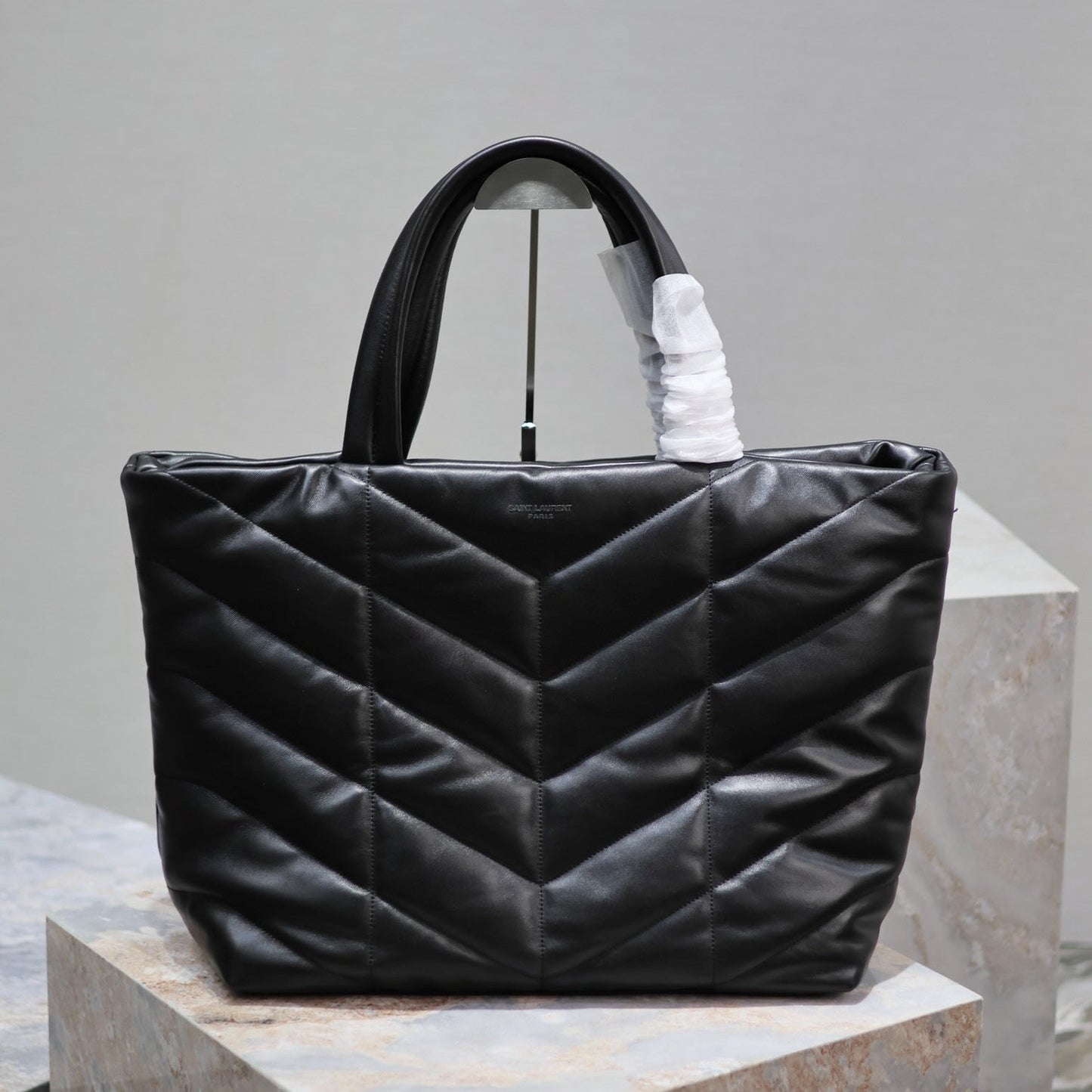 PUFFER LARGE TOTE BAG 57 IN BLACK NAPA LAMBSKIN mysite