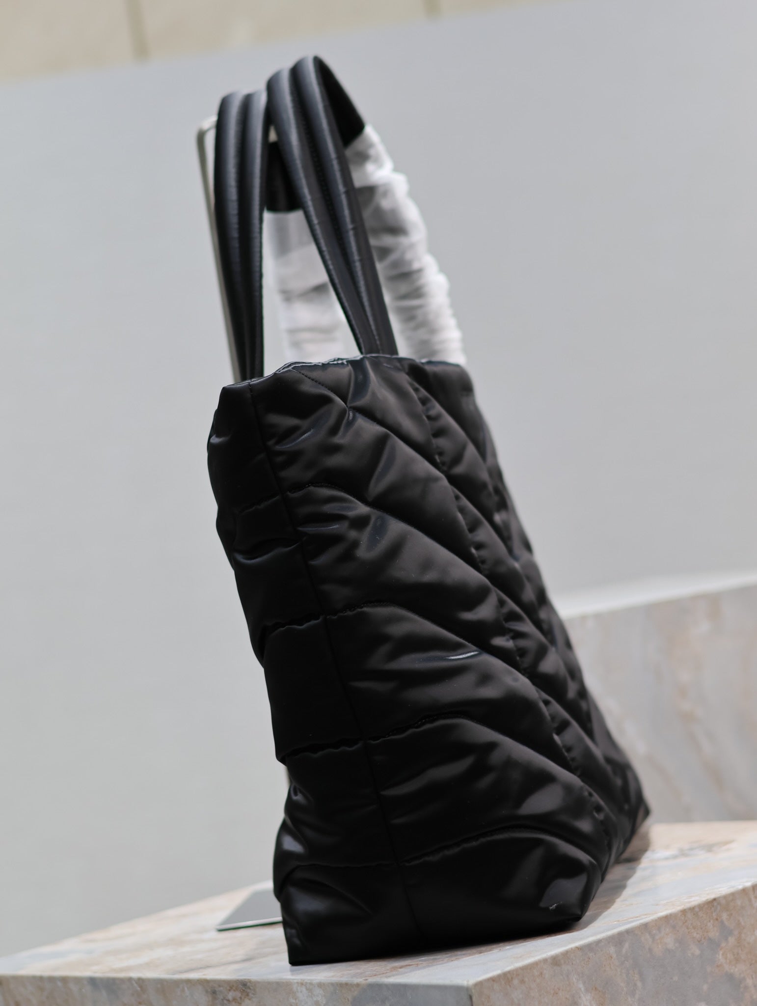 PUFFER LARGE TOTE BAG 57 IN BLACK SILK mysite