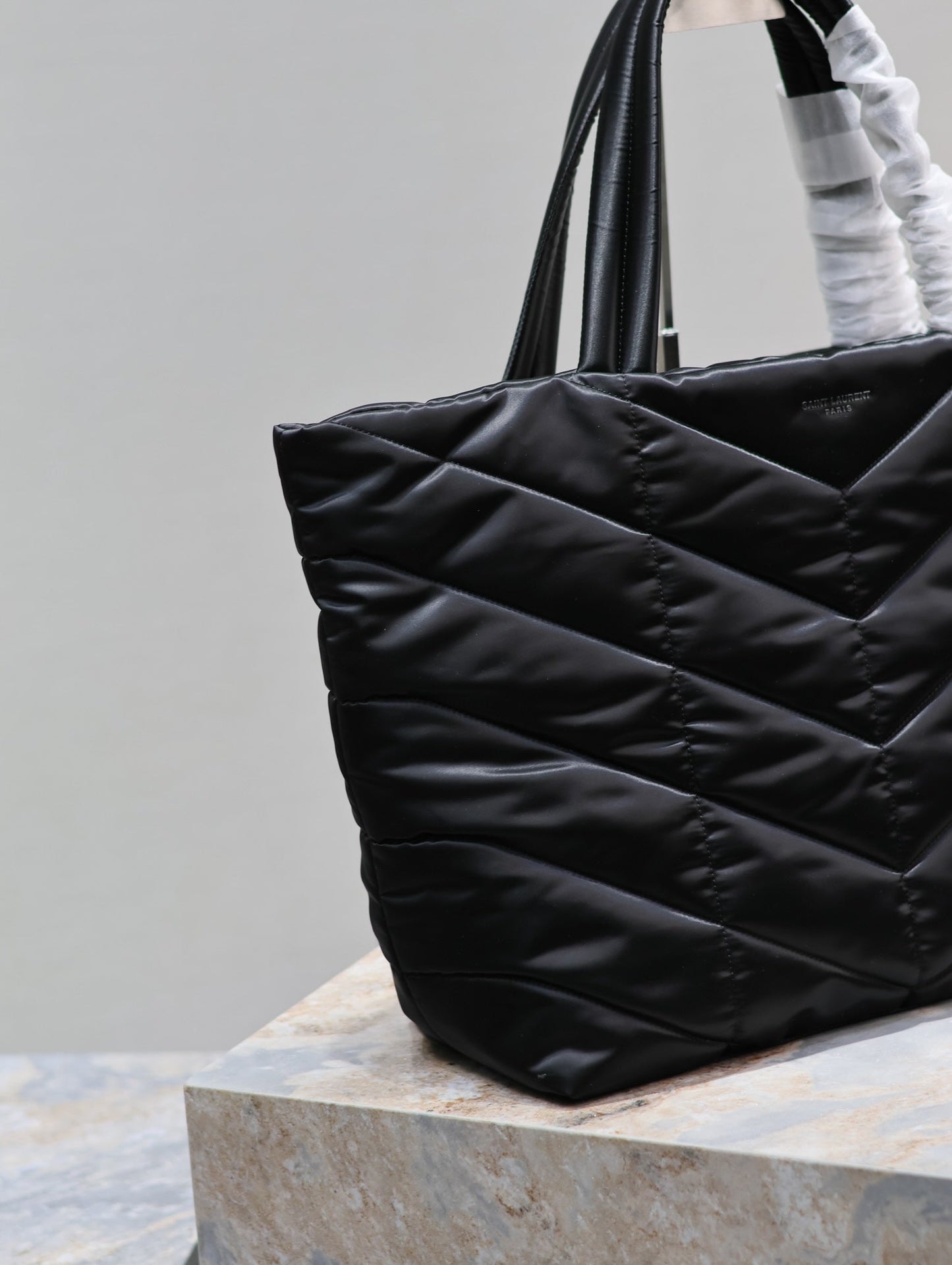 PUFFER LARGE TOTE BAG 57 IN BLACK SILK mysite