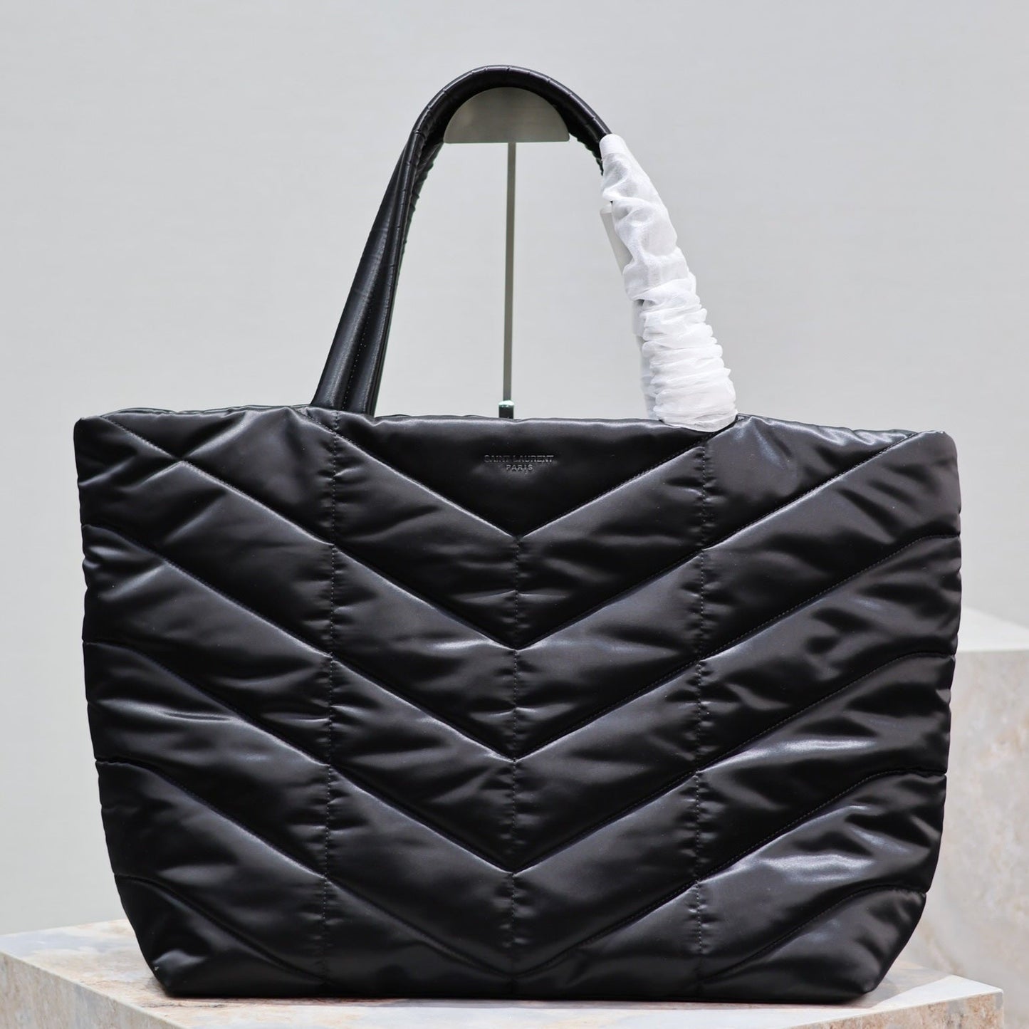 PUFFER LARGE TOTE BAG 57 IN BLACK SILK mysite