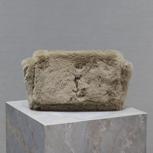 KATE SMALL BAG 22 IN ECRU BEIGE RABBIT FUR GOLD CHAIN mysite