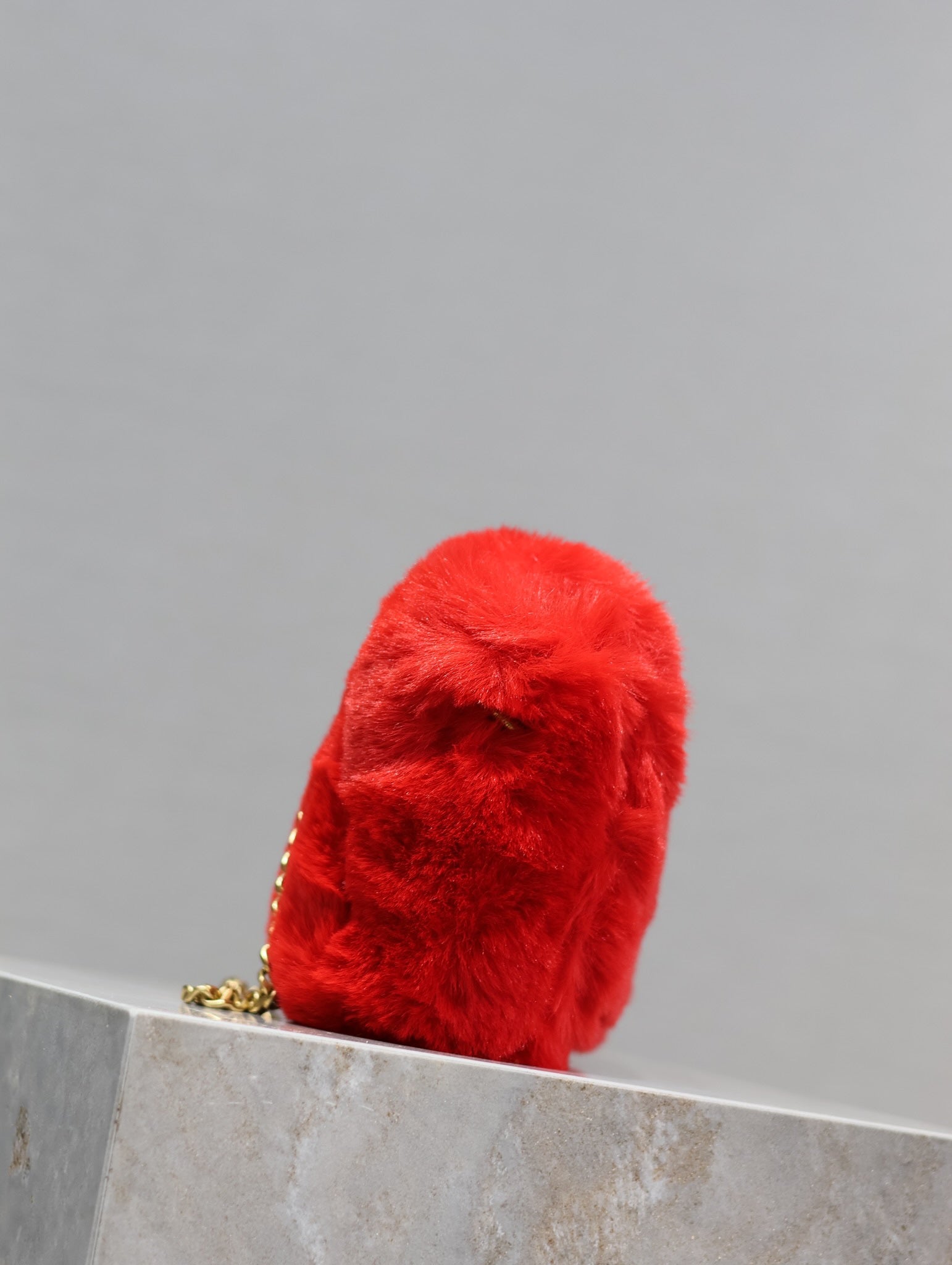 KATE SMALL BAG 22 IN SCARLET RED RABBIT FUR GOLD CHAIN mysite