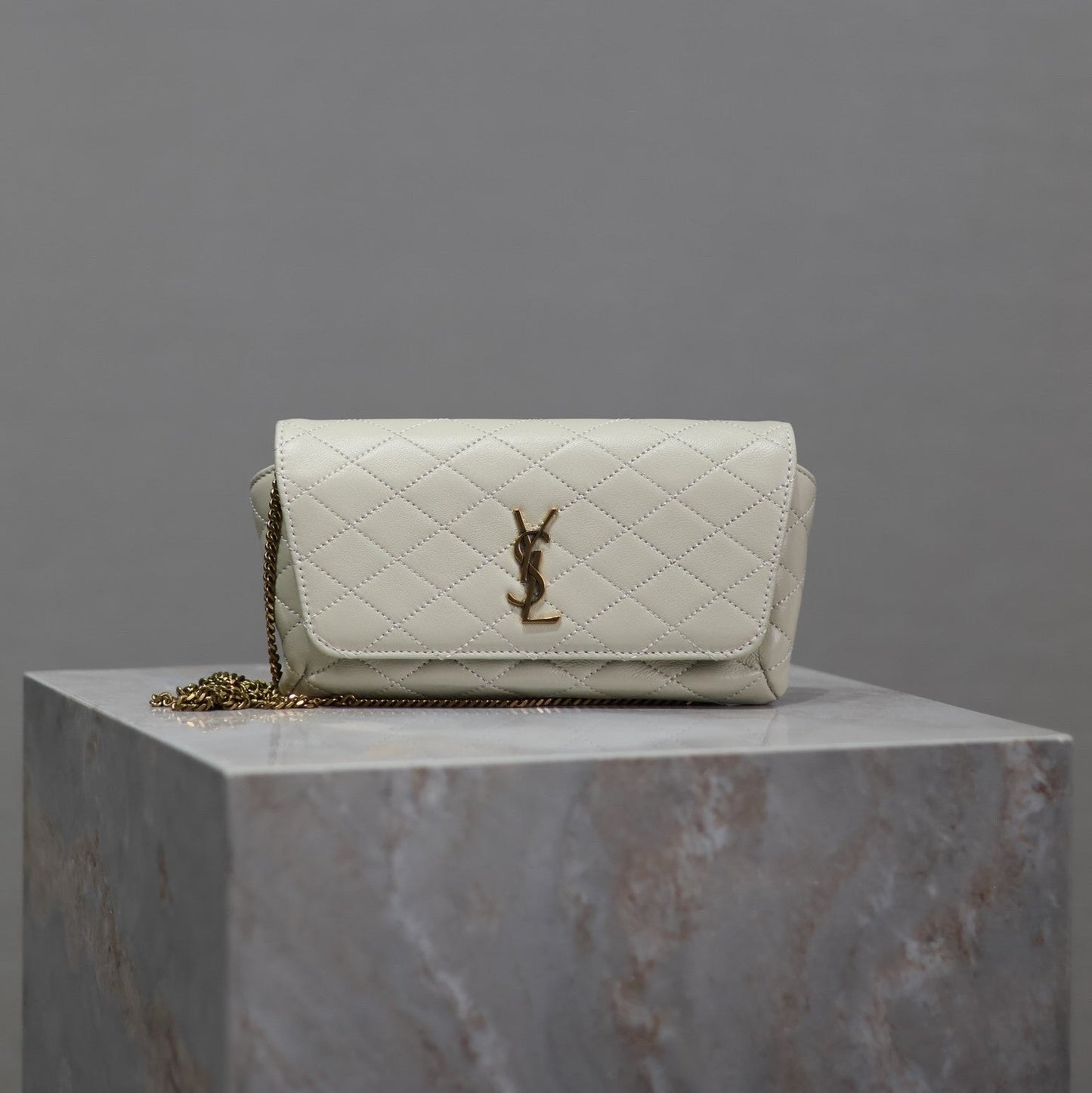 Prada Gaby Phone Bag 19cm White Quilted Leather GHW mysite