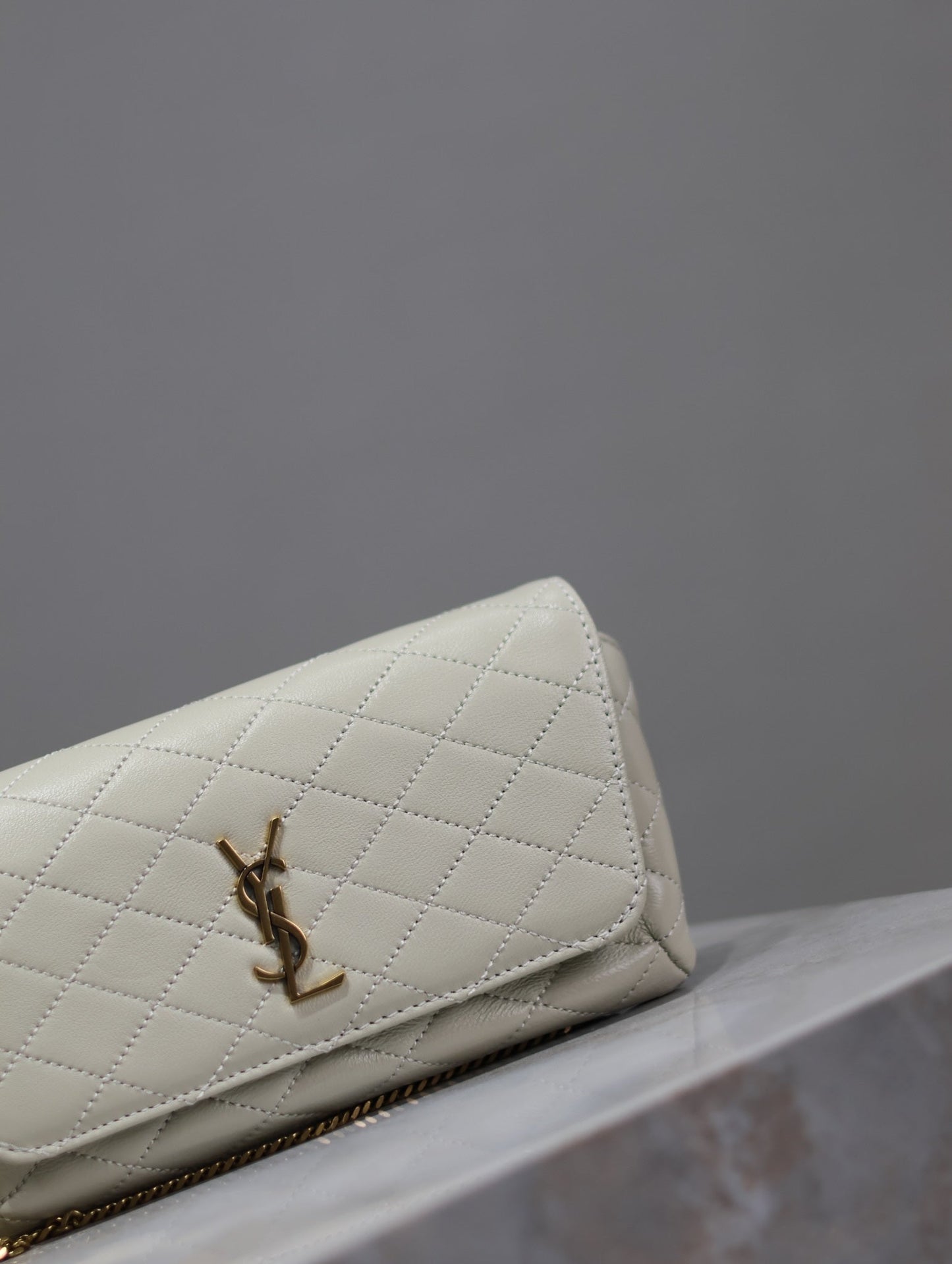 Prada Gaby Phone Bag 19cm White Quilted Leather GHW mysite