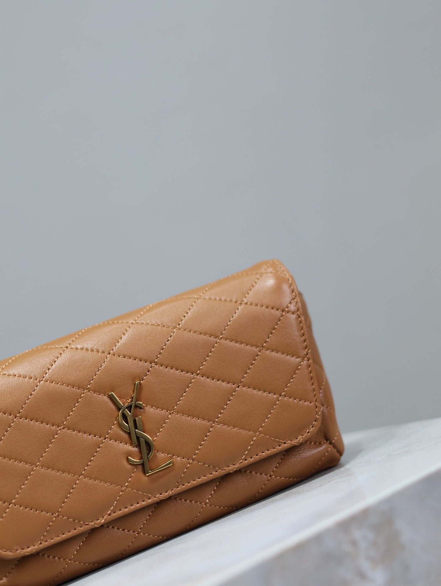 Prada Gaby Phone Bag 19cm Light Brown Quilted Leather GHW mysite