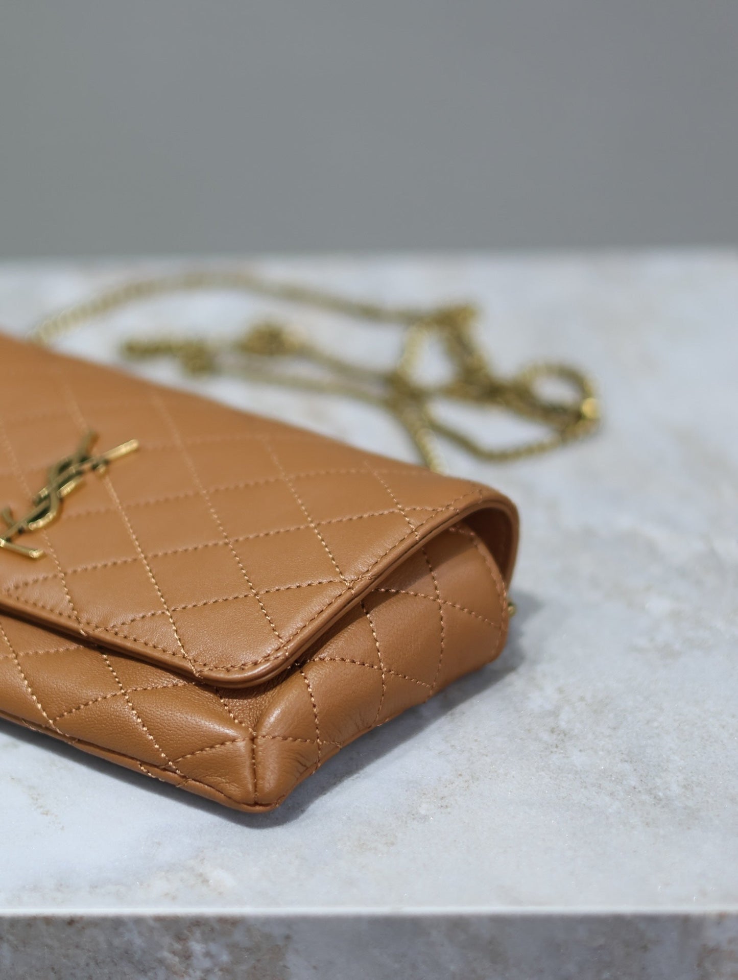 Prada Gaby Phone Bag 19cm Light Brown Quilted Leather GHW mysite