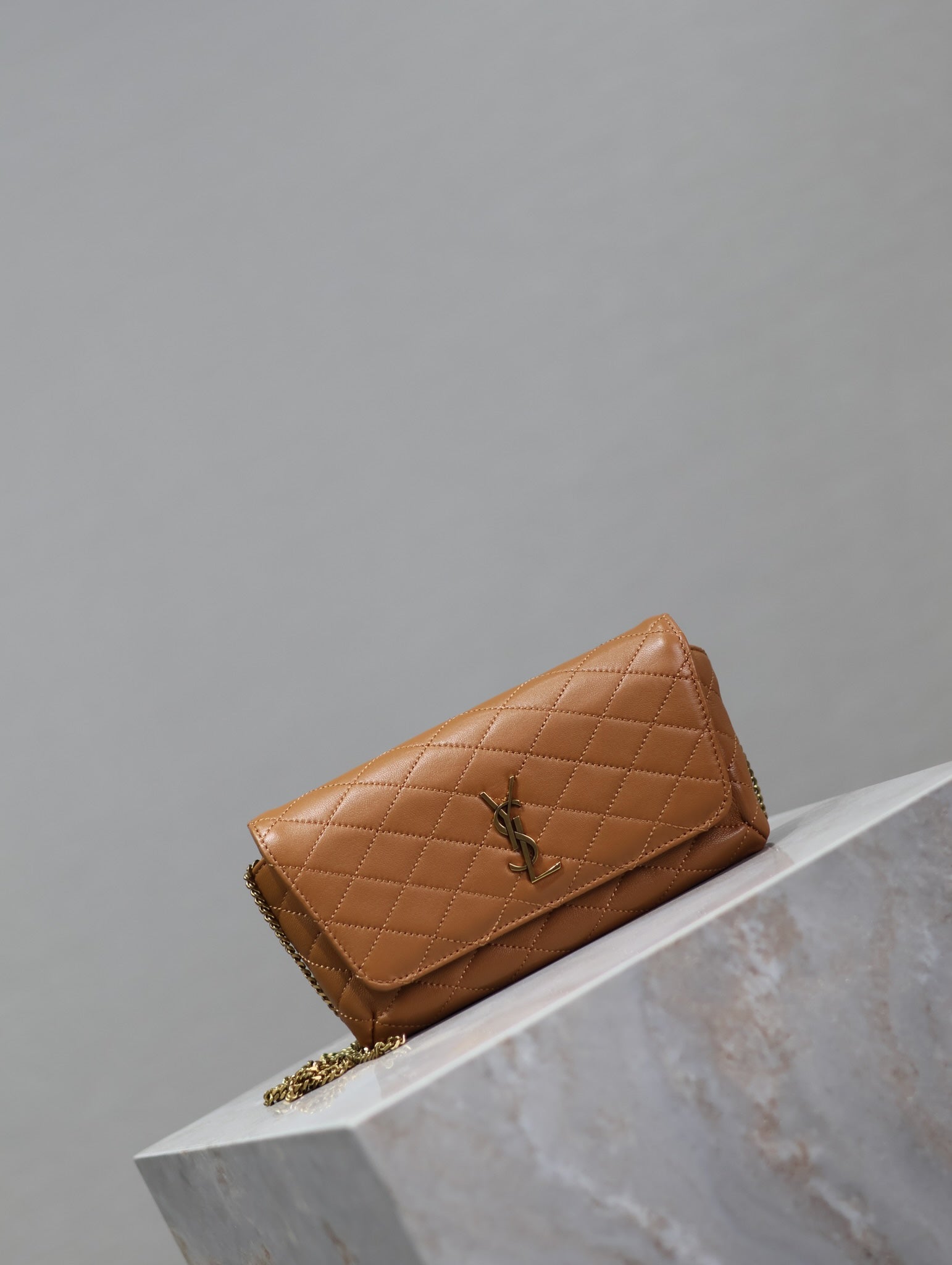 Prada Gaby Phone Bag 19cm Light Brown Quilted Leather GHW mysite