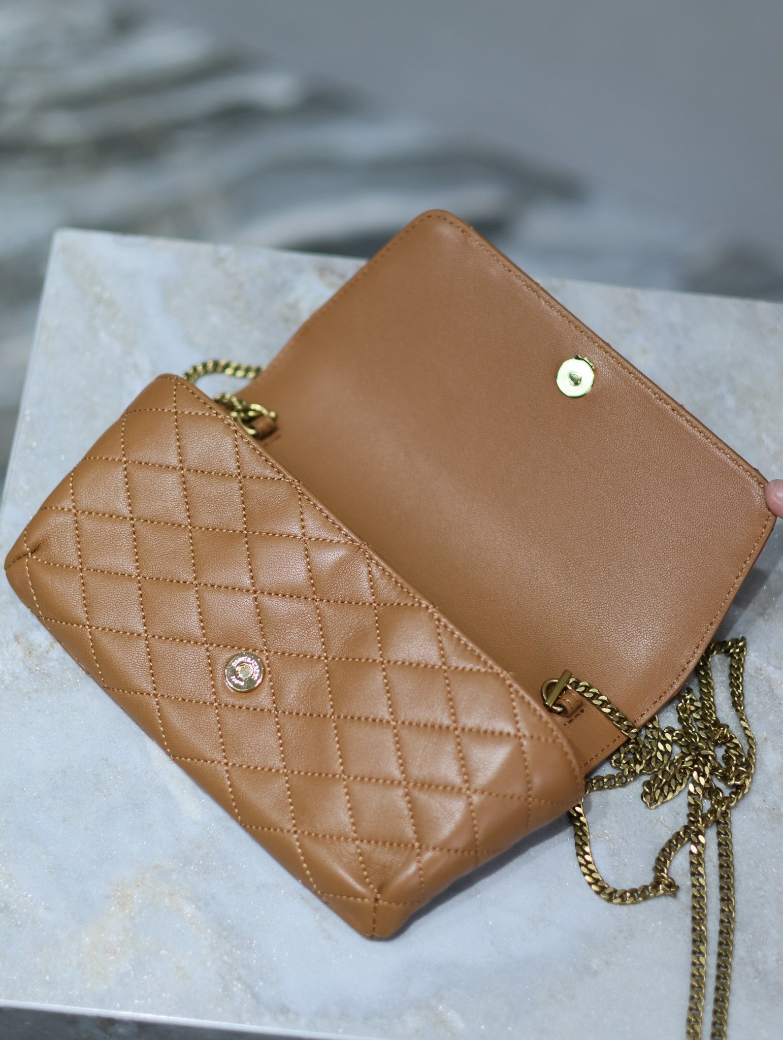 Prada Gaby Phone Bag 19cm Light Brown Quilted Leather GHW mysite