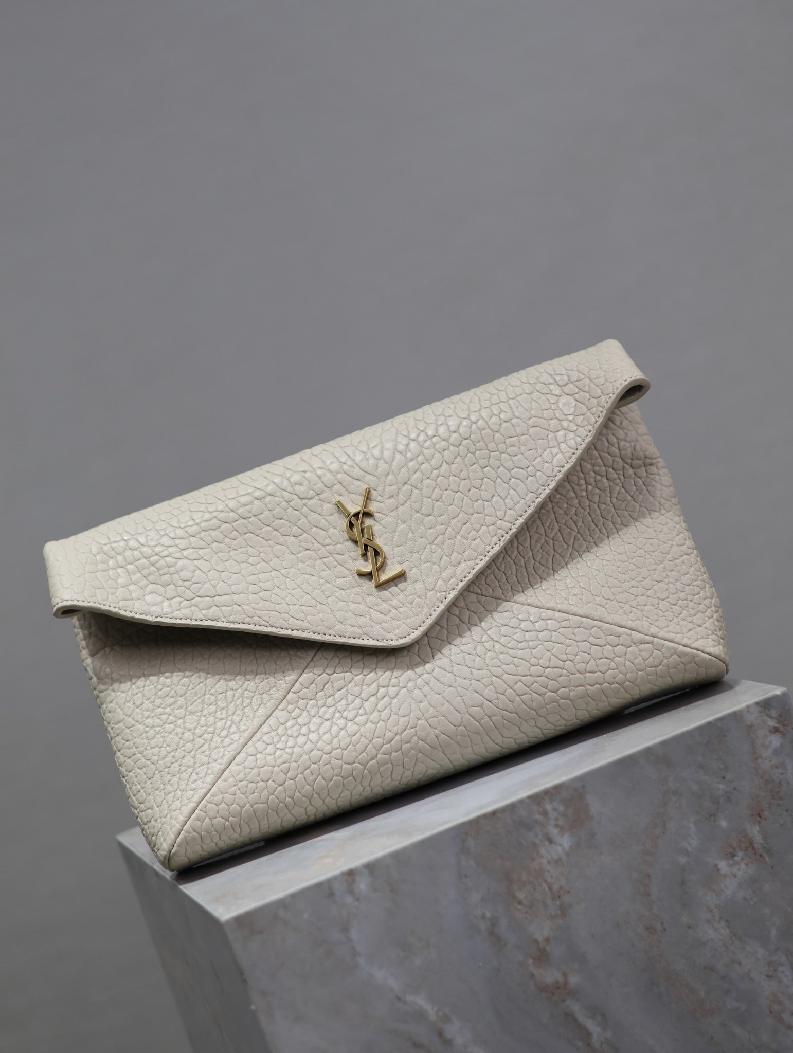 YSL WHITE LAMBSKIN CLUTCH 225388 mysite