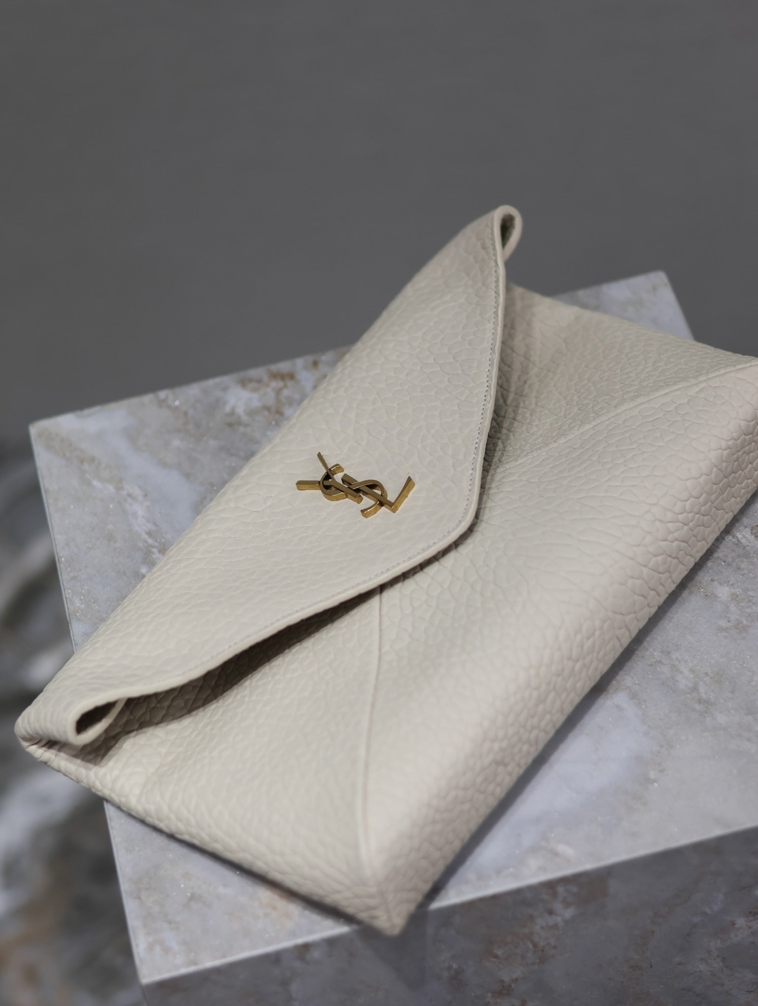 YSL WHITE LAMBSKIN CLUTCH 225388 mysite
