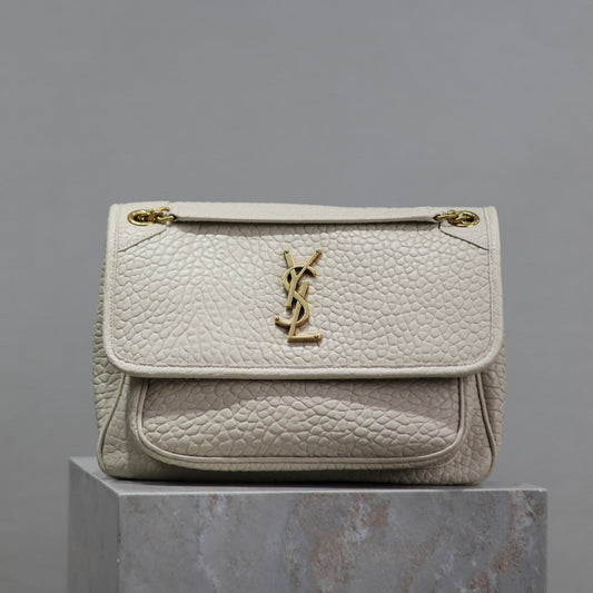 NIKI MEDIUM 28 IN WHITE ELEPHANT PATTERN LAMBSKIN GOLD LOGO mysite