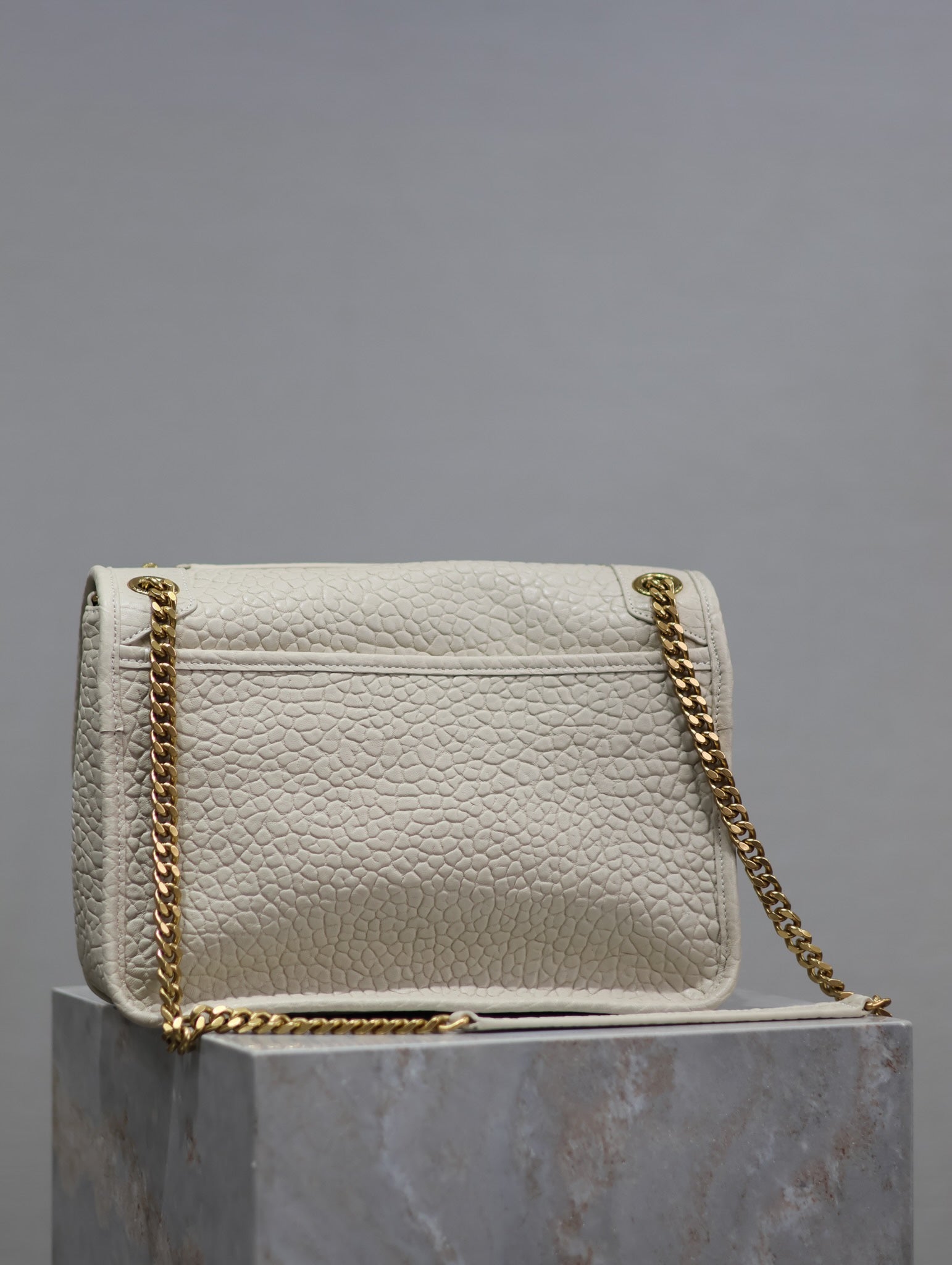 NIKI MEDIUM 28 IN WHITE ELEPHANT PATTERN LAMBSKIN GOLD LOGO mysite