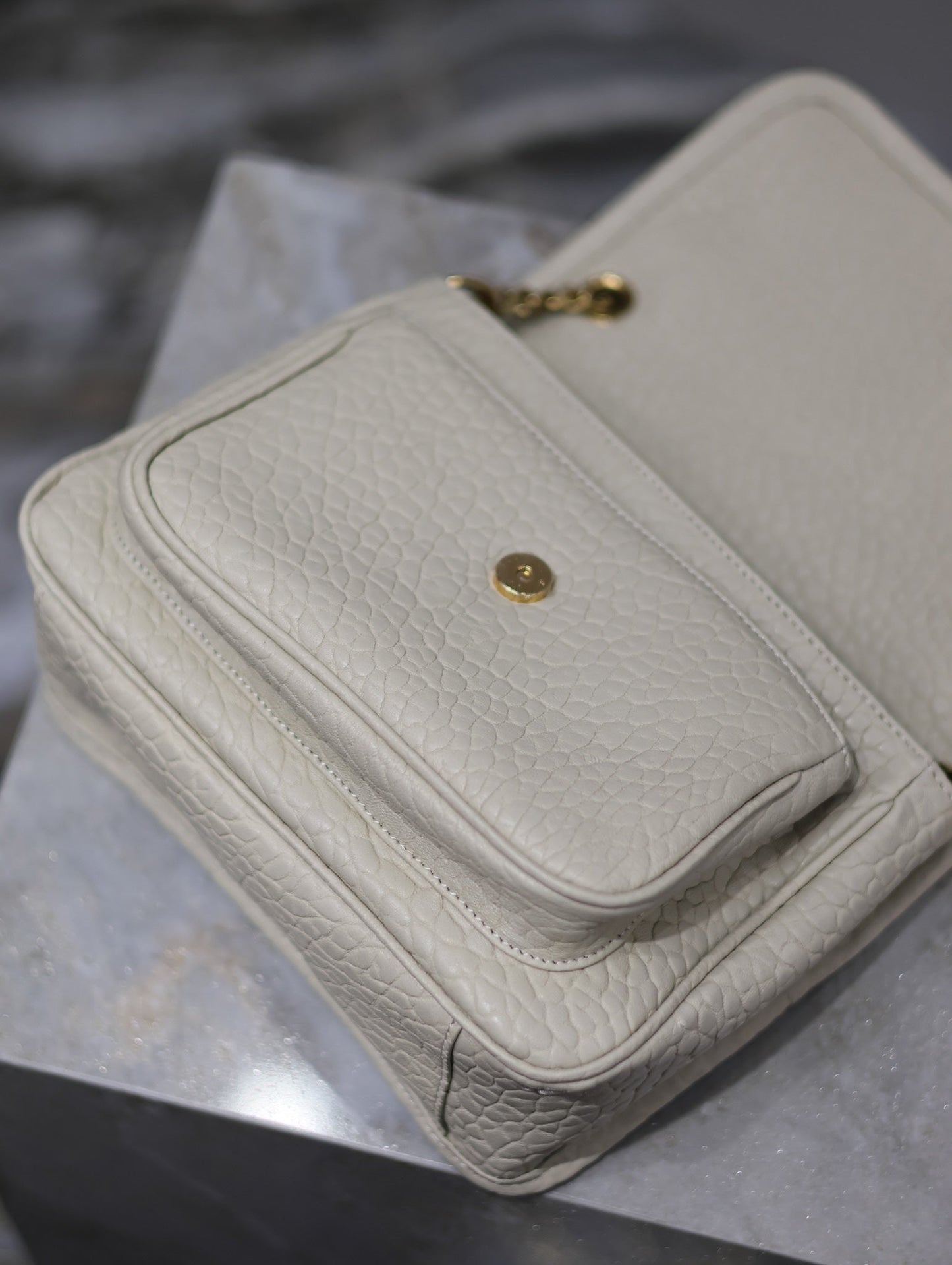 NIKI BABY 22 IN WHITE ELEPHANT PATTERN LAMBSKIN GOLD LOGO mysite