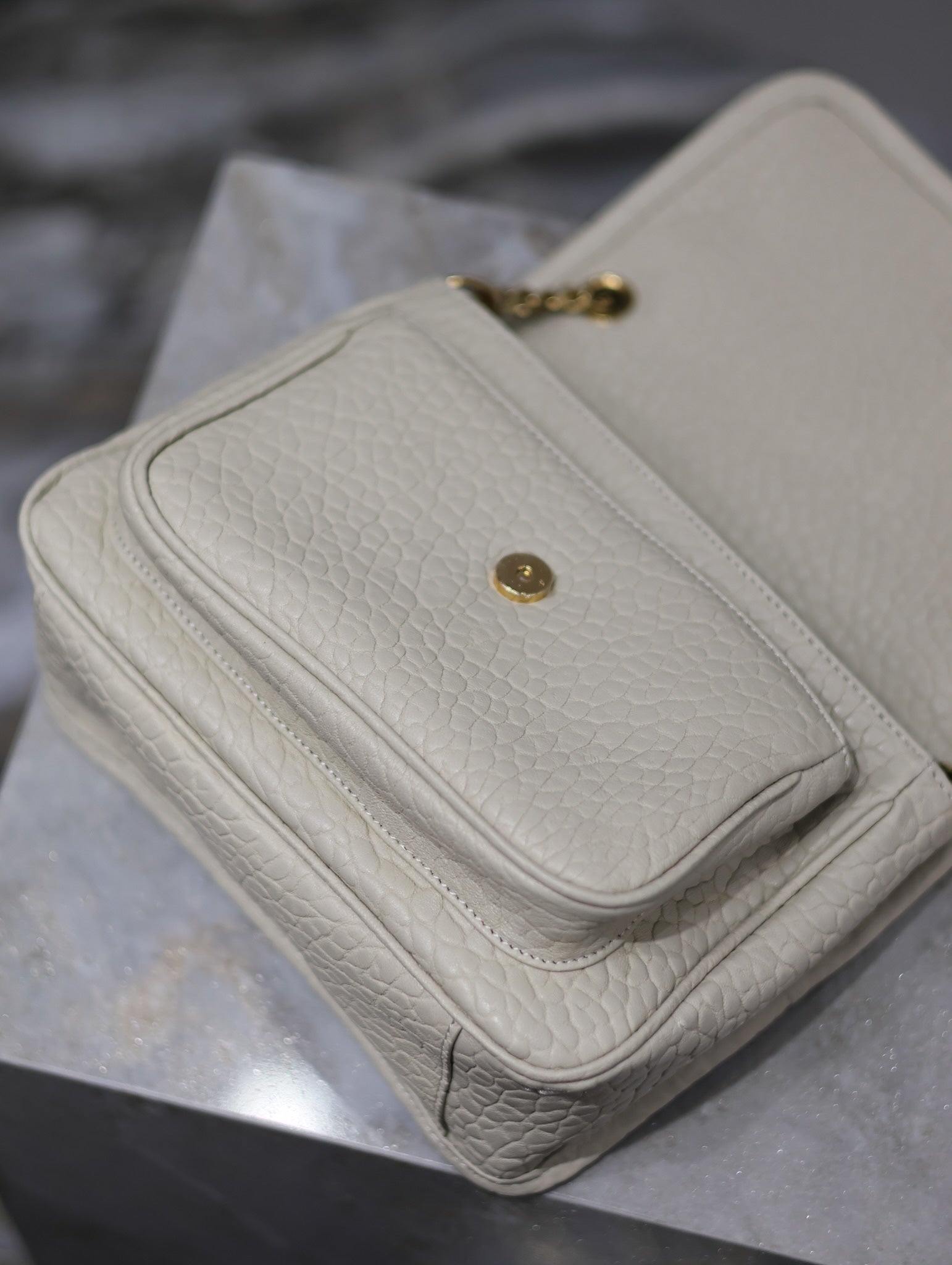 NIKI BABY 22 IN WHITE ELEPHANT PATTERN LAMBSKIN GOLD LOGO mysite