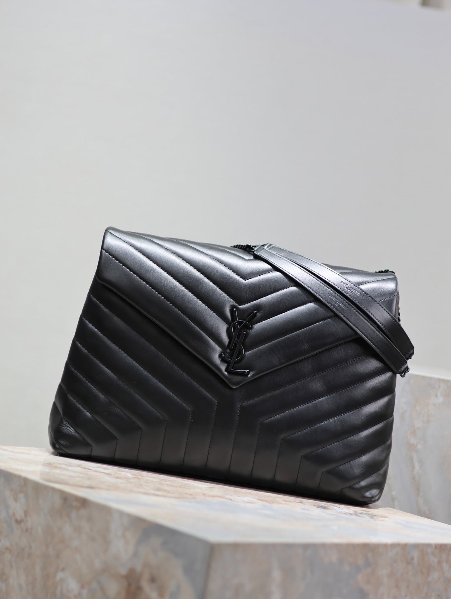 LOULOU LARGE 36 IN BLACK QUILTED CALFSKIN BLACK HARDWARE mysite