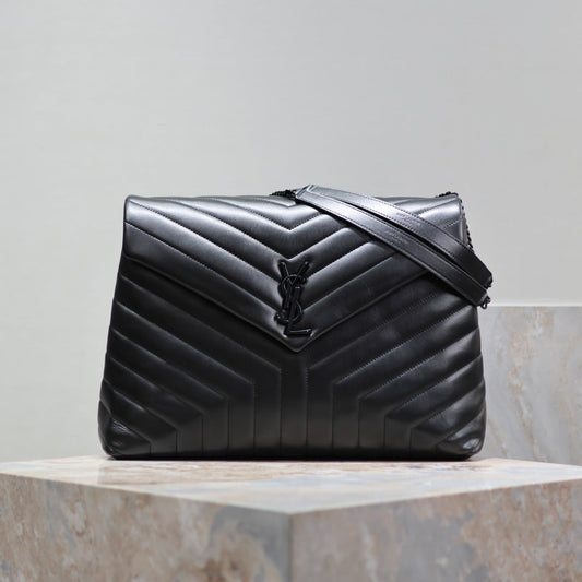 LOULOU LARGE 36 IN BLACK QUILTED CALFSKIN BLACK HARDWARE mysite