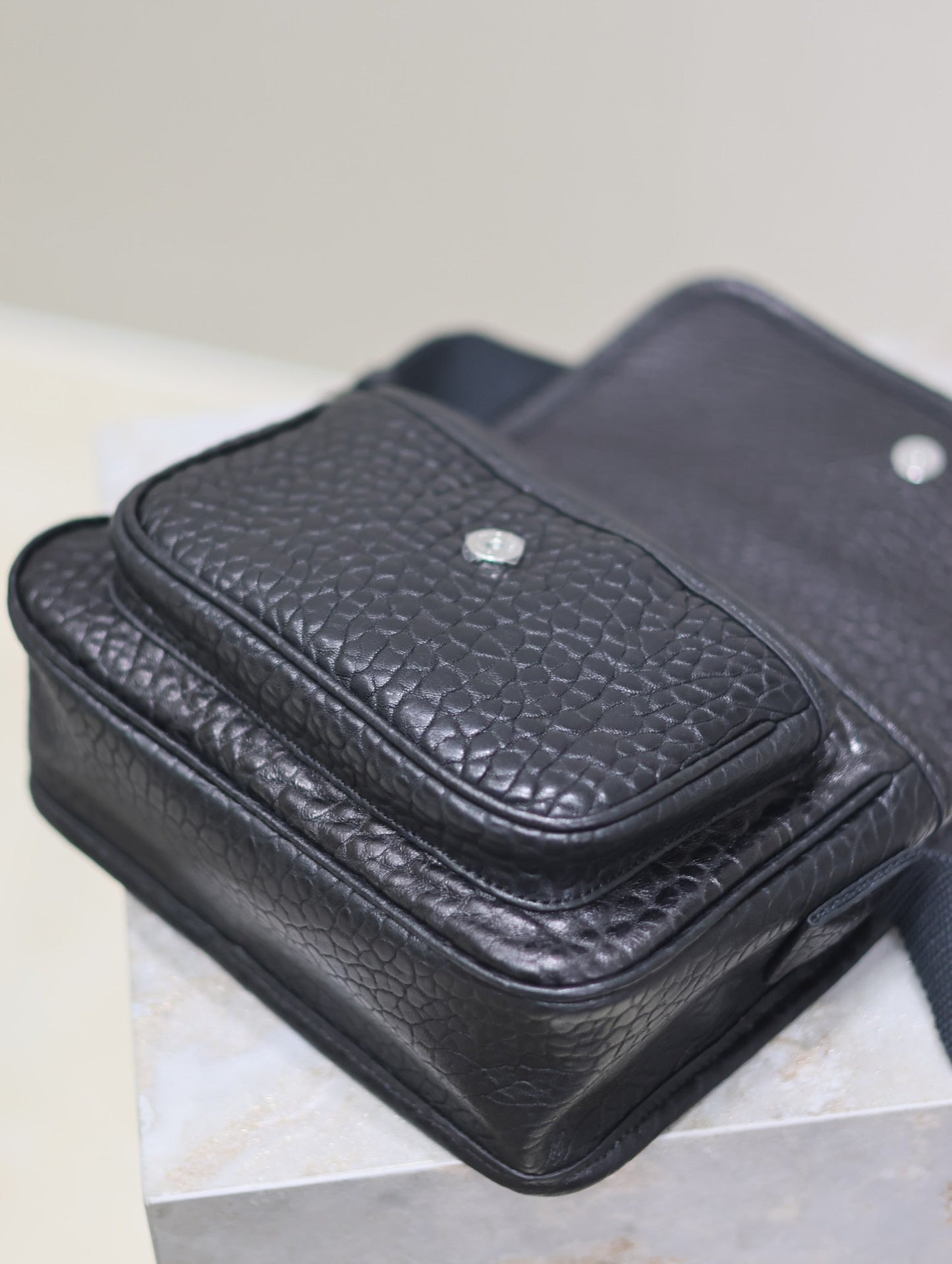 NIKI BABY 22 IN BLACK ELEPHANT PATTERN LAMBSKIN SILVER LOGO mysite