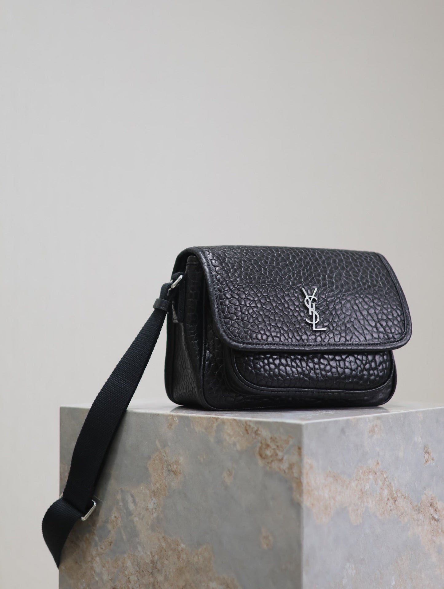 NIKI BABY 22 IN BLACK ELEPHANT PATTERN LAMBSKIN SILVER LOGO mysite