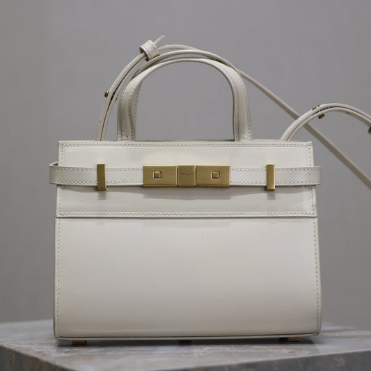 MANHATTAN SMALL TOP HANDLE BAG 21 IN WHITE CALFSKIN GOLD HARDWARE mysite