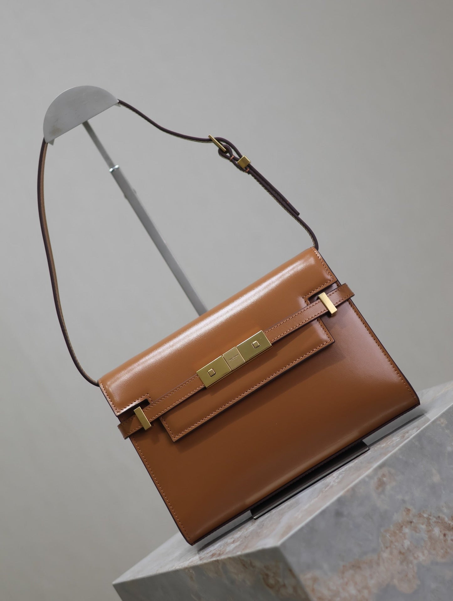 MANHATTAN SMALL 24 IN BRONZE BROWN CALFSKIN GOLD HARDWARE mysite