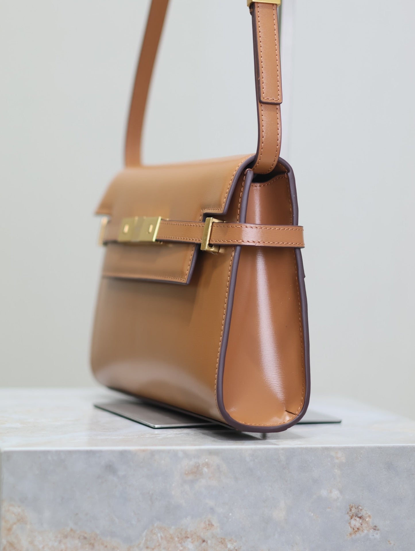 MANHATTAN SMALL 24 IN BRONZE BROWN CALFSKIN GOLD HARDWARE mysite