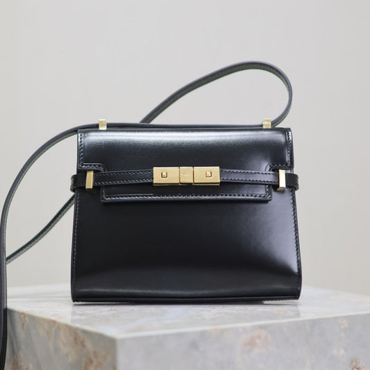 MANHATTAN MINI 19 IN BLACK SMOOTH LAMBSKIN GOLD BUCKLE mysite