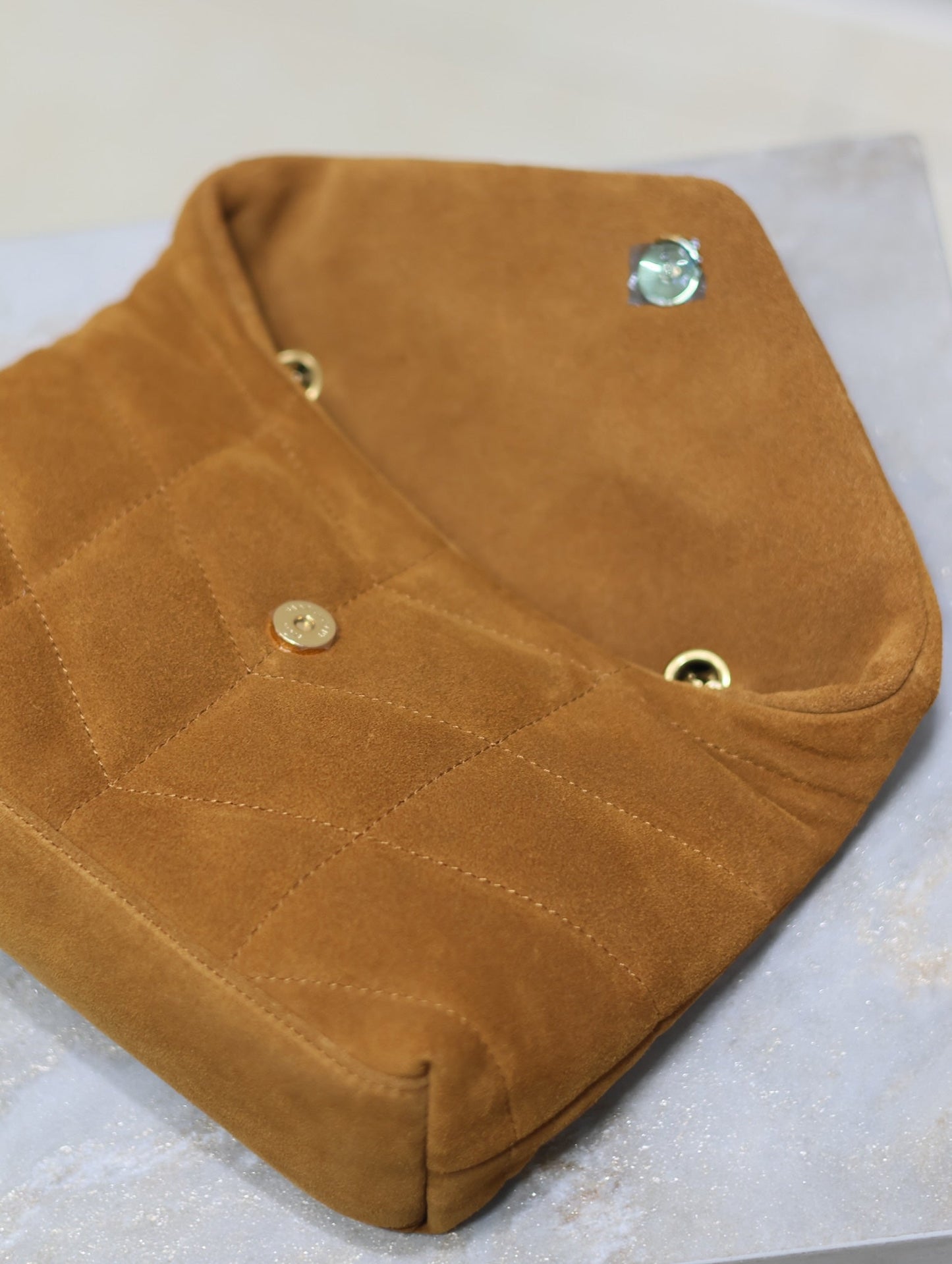 PUFFER TOY 23 IN BRONZE BROWN SUEDE GOLD HARDWARE mysite