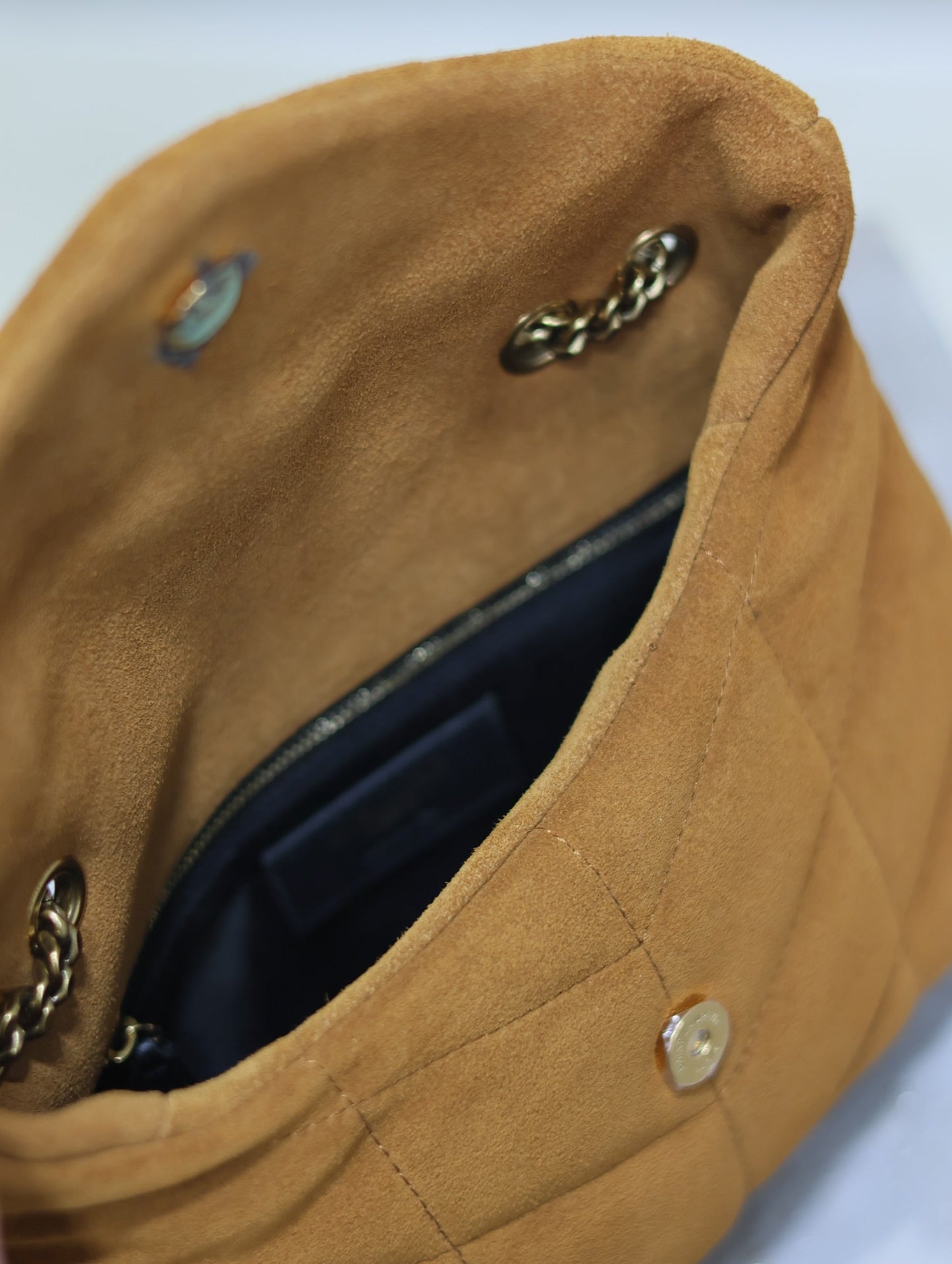 PUFFER TOY 23 IN BRONZE BROWN SUEDE GOLD HARDWARE mysite