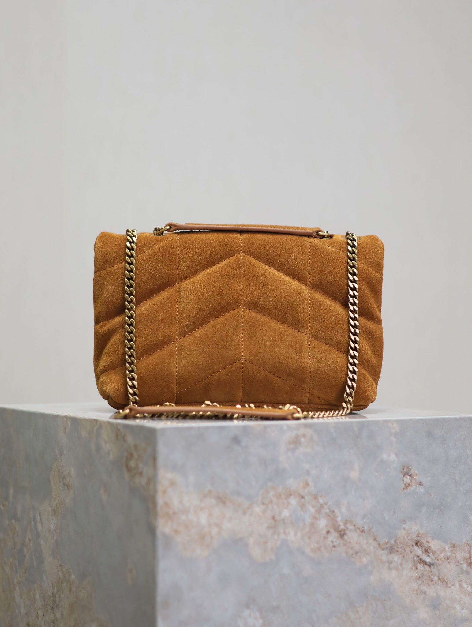 PUFFER TOY 23 IN BRONZE BROWN SUEDE GOLD HARDWARE mysite