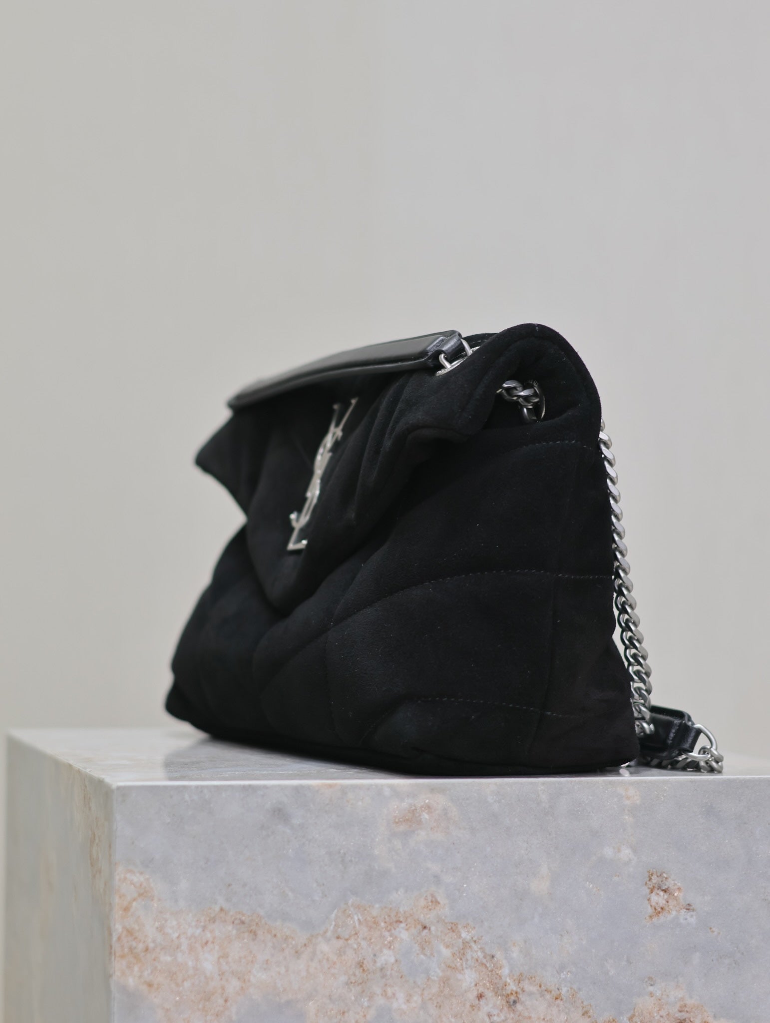 PUFFER SMALL 29 IN BLACK SUEDE SILVER HARDWARE mysite