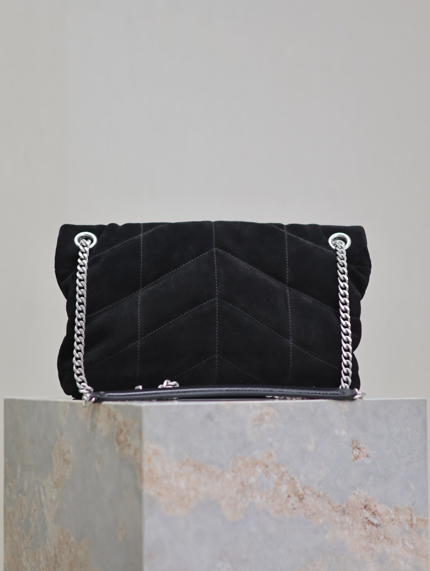 PUFFER SMALL 29 IN BLACK SUEDE SILVER HARDWARE mysite
