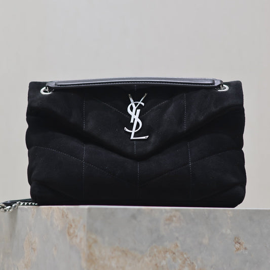 PUFFER SMALL 29 IN BLACK SUEDE SILVER HARDWARE mysite