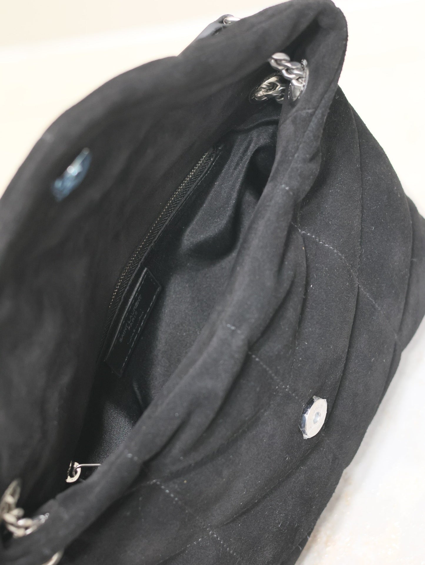 PUFFER SMALL 29 IN BLACK SUEDE SILVER HARDWARE mysite