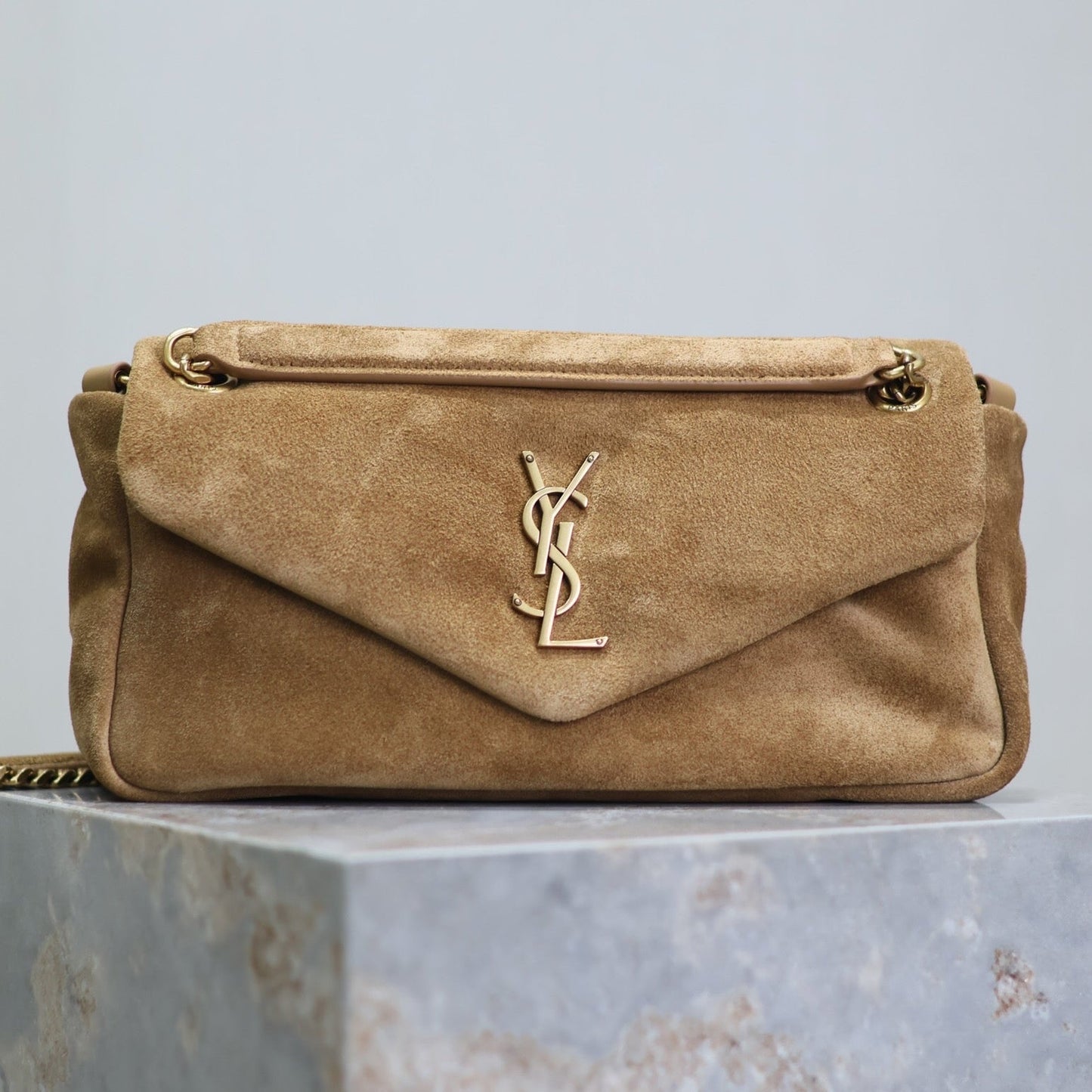 CALYPSO BAG 26 IN CIDER BROWN SUEDE GOLD HARDWARE mysite