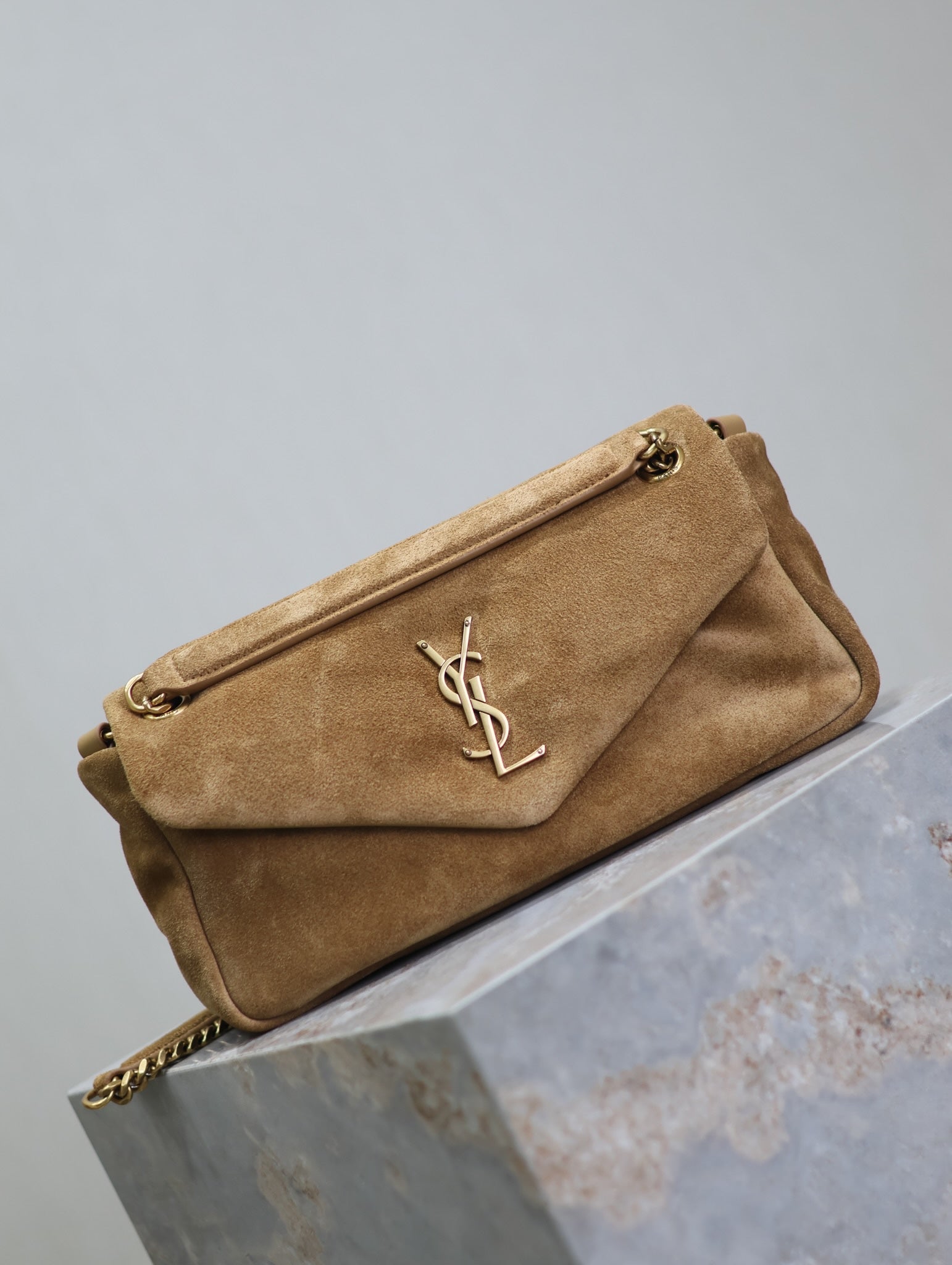 CALYPSO BAG 26 IN CIDER BROWN SUEDE GOLD HARDWARE mysite