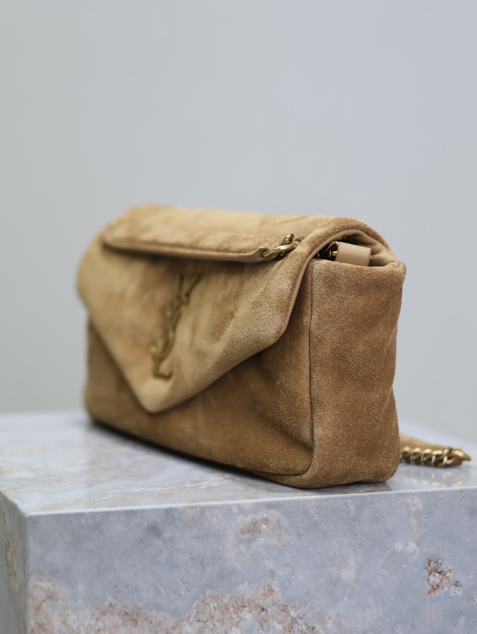 CALYPSO BAG 26 IN CIDER BROWN SUEDE GOLD HARDWARE mysite